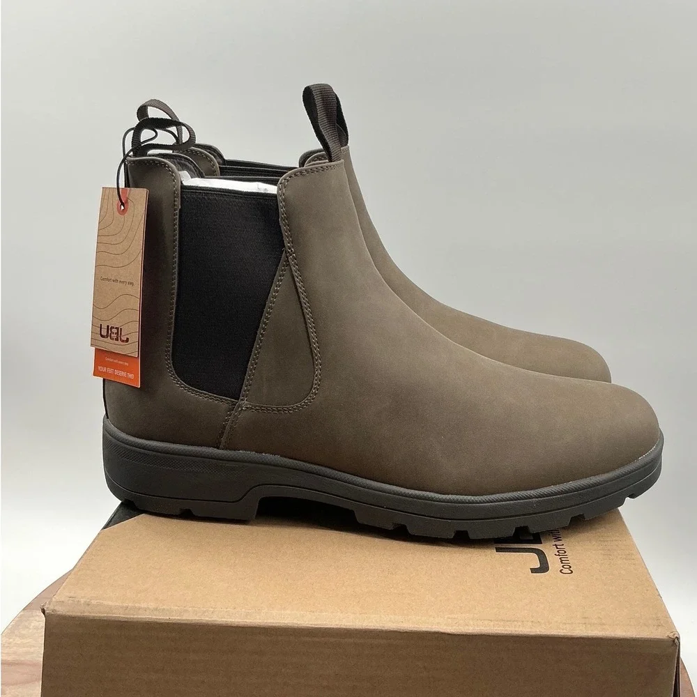 JBU Men Kerry N5KER34 Brown Chelsea Ankle Boots Pull On Rugged Sole NIB